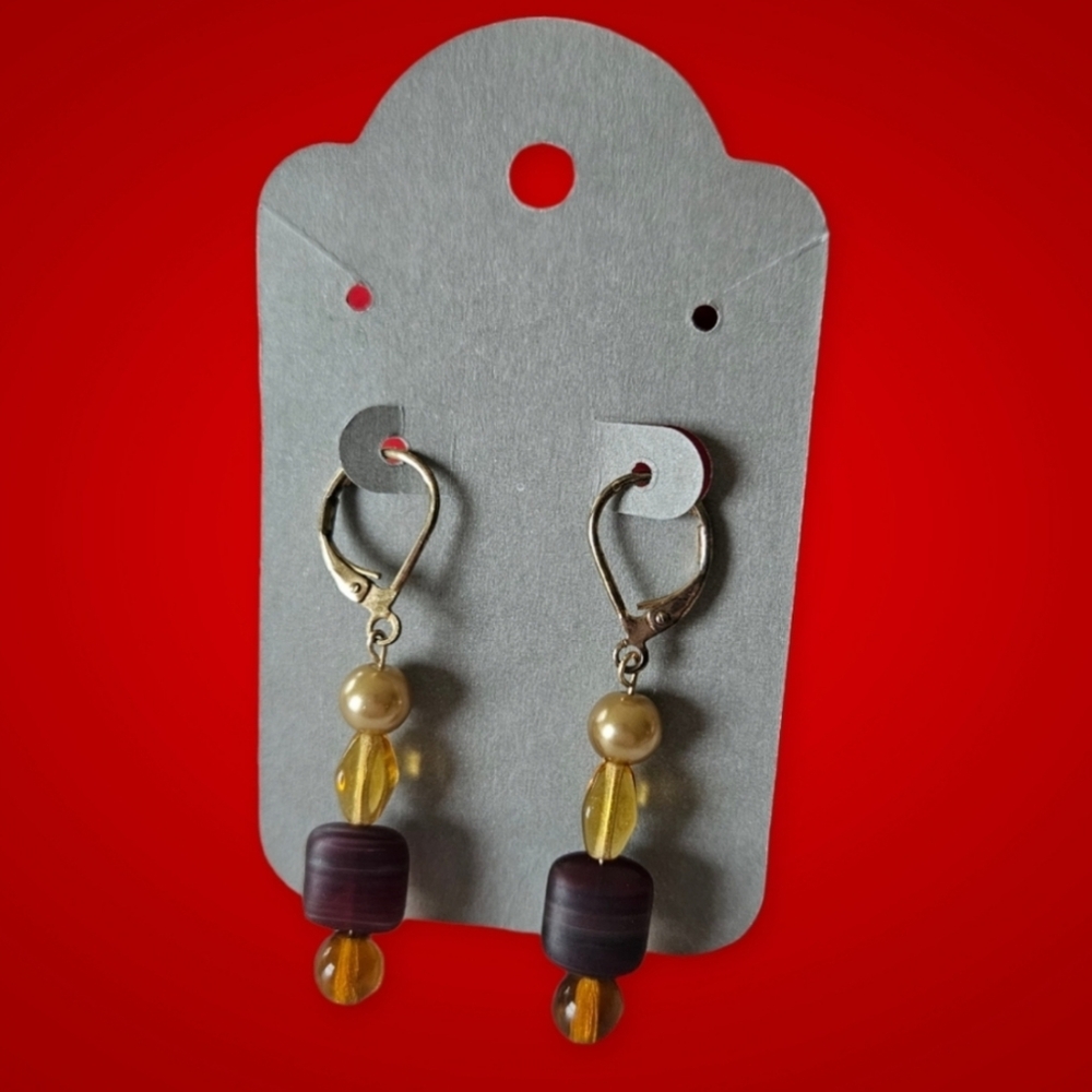 Contemporary Pierced Dangle Earrings Lot of 10 Faux Pearl, Faceted Glass, Beaded - Picture 5 of 11